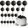 20Pcs Cake Topper Gold Silver Ball Happy Birthday Cake Topper