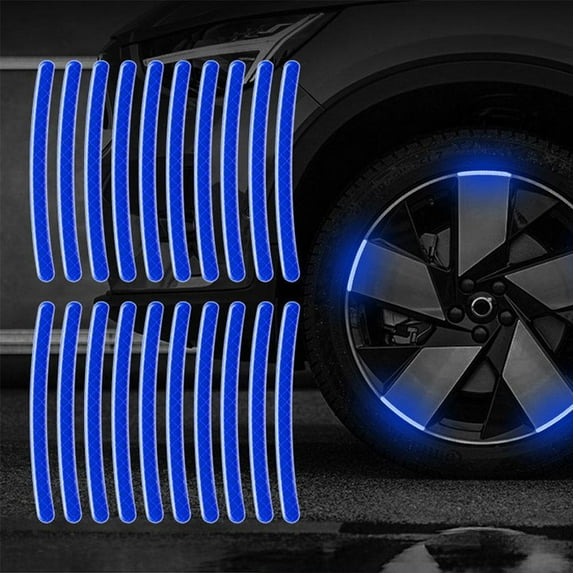 20Pcs Car Tire Rim Reflective Sticker Night Warning Strip Motorcycle Hub Wheel Bike Stickers Reflector Decals Auto