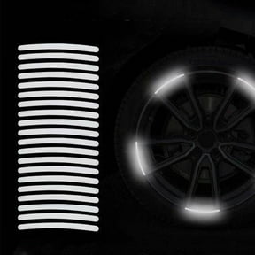 20Pcs Car Tire Rim Reflective Sticker Night Warning Strip Motorcycle Hub Wheel Bike Stickers Reflector Decals Auto