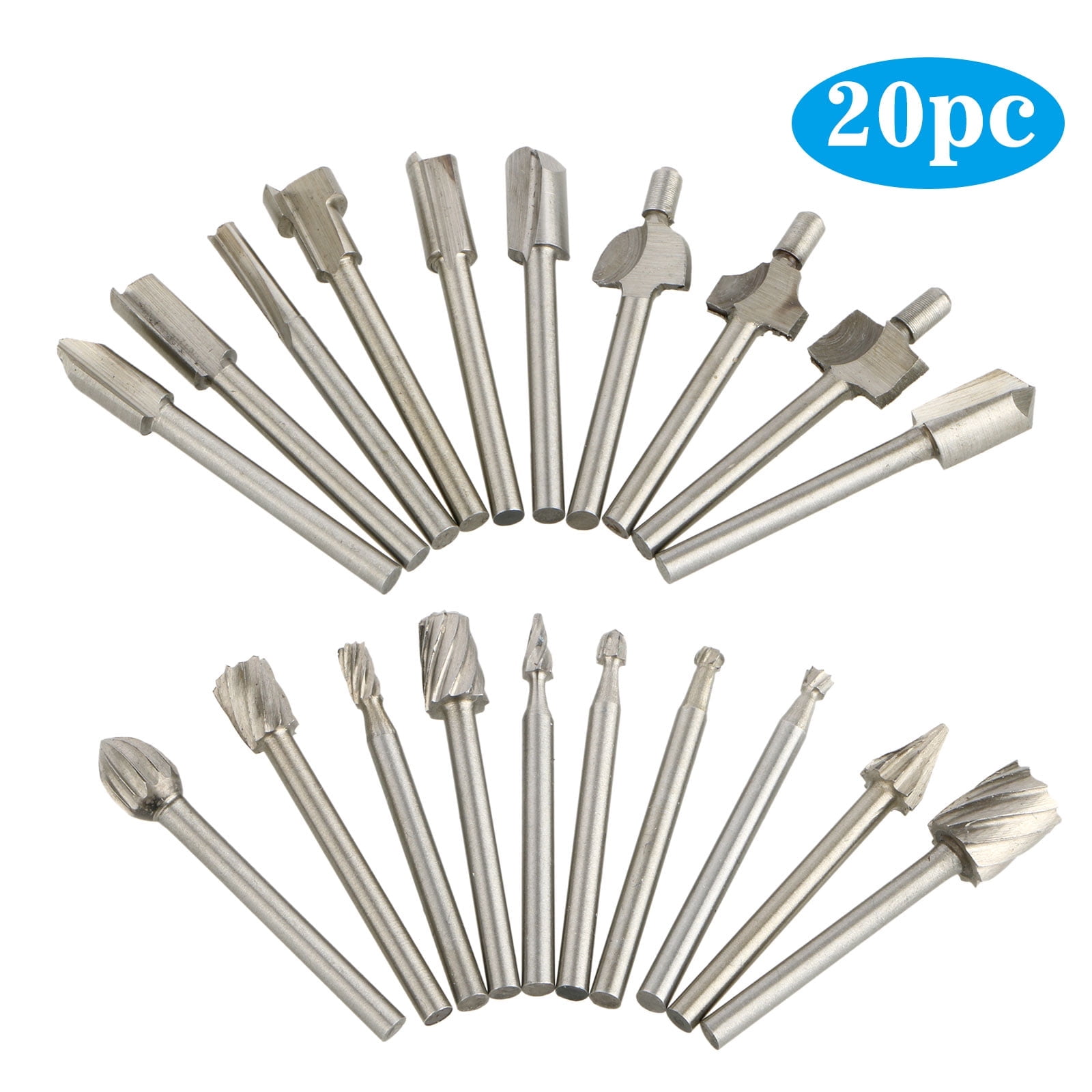 20Pcs Carbide Cutting Burr Set, Carbide Engraving Bits & Wood Router Bits Set Fit for Dremel Drill Bits, Rotary Grinder Grinding for Woodworking Drilling, Metal Carving, Engraving, Polishing