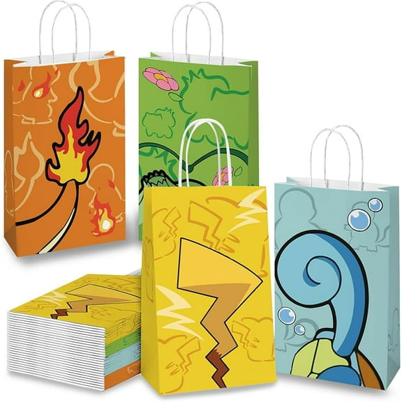 20Pcs Cartoon Animation Party Gifts Bags，Birthday Party Supplies Gifts Candy Bags，Cartoon Red Ball Bags Kids Adults Birthday Party Decorations，Paper Party Favor Bags