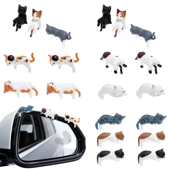 20Pcs Cat Desk Accessories, Cute Mini Resin Cats Accessories for Computer Monitor Decor & Car Dashboard Decorations, Adorable Small Cat Figurines for Office Car Home Decor, Ideal Gift for Cats Lovers