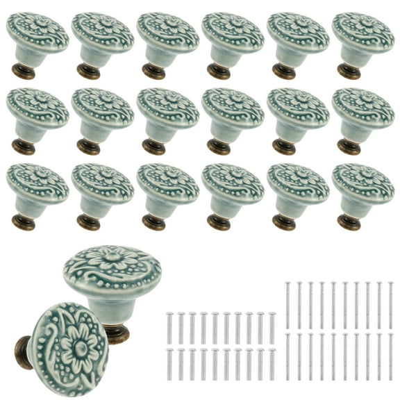 20Pcs Ceramic Knob Set Vintage Drawer Knobs Decorative Furniture Knob Handle with Screws Multipurpose Cupboard Door Pull Handle Dresser Knob for Cabinets Drawer Cupboard Wardrobe