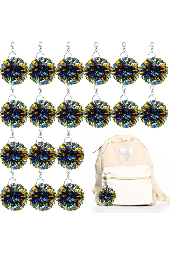 20Pcs Cheer Pom Pom Keychain Set, Metallic Shimmer Cheer Keychains for Team Spirit, Women Accessories, Cheerleading Gifts, Sports Events, Dance Squad Accessories, Bag & Key Charms, Team Gifts