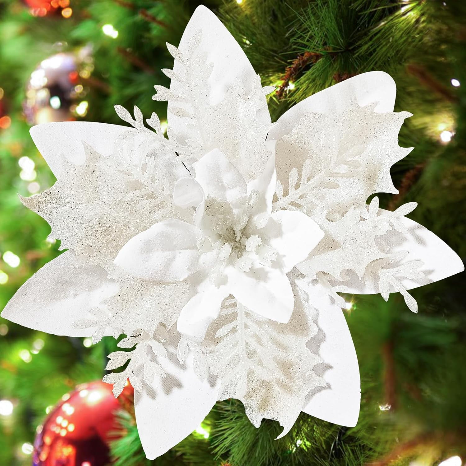 20Pcs Christmas Flowers Artificial Poinsettia Flowers Decorations ...