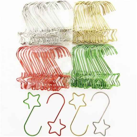 20Pcs Christmas Wreath Hanger Colorful Metal Star Hook Front Door Hanging Wreath Decoration Hook Reusable Christmas Ornament Door Wreath Hanger Holiday Party Supplies