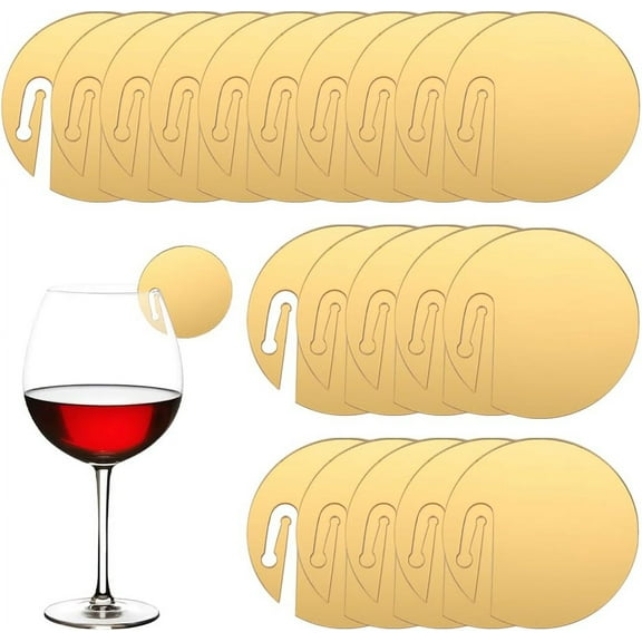 20Pcs Circle Drink Tags - Flat Round Acrylic Wine Glass Markers - Party Drinking Clip Marker Name Tag Blanks - Plastic Disc DIY
