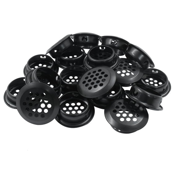 20Pcs Circular Air Vents Black Soffit Vent, Stainless Steel Round Vent Mesh Hole Louver for Kitchen Bathroom Cabinet Wardrobe, 1"(25mm) Mounting Diameter