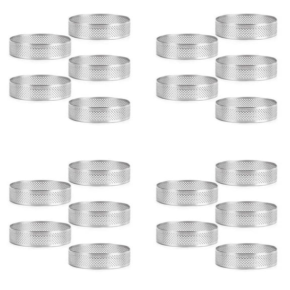 20Pcs Circular Tart Rings with Holes Stainless Steel Fruit Pie Quiches Cake Mousse Mold Kitchen Baking Mould 7cm