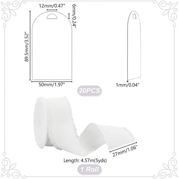 20Pcs Clear Acrylic Place Cards with Ribbon DIY Clear Blank Acrylic Hanging Sign Names Custom Card Labels for Wedding Chair Name Tags Seat Tags Reserved Signs