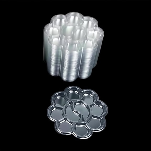20Pcs Clear Flower Art Painting Palette Transparent Plastic Paint Pallet Floral Drawing Tray Artist Tool Supplies for Watercolor Oil Gouache Craft 132mm Diameter