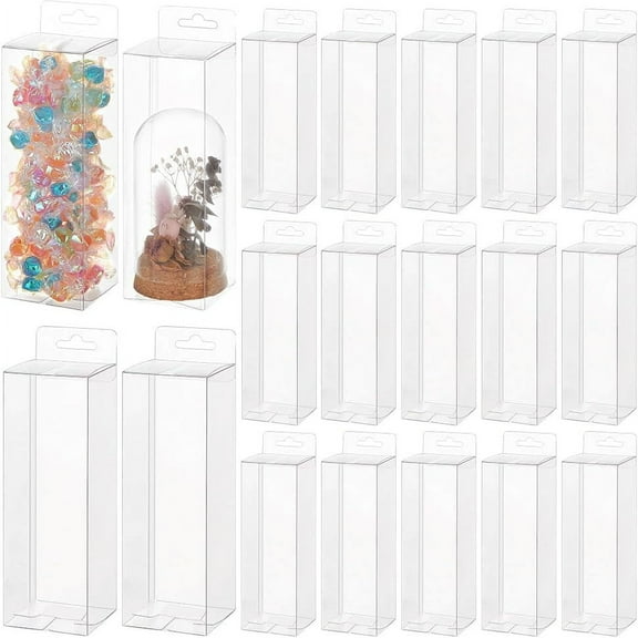 20Pcs Clear Gift Boxes Rectangle Transparent PVC Favor Boxes 2.3x2.3x7inch