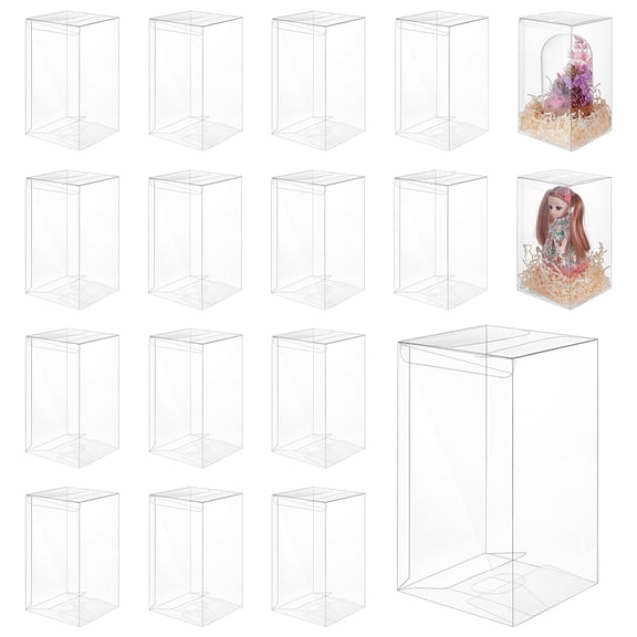 20Pcs Clear PVC Gift Boxes 3.9x3.9x7.1 Inch Transparent PVC Favor Boxes for Wedding Valentine Birthday Party Chocolates Candies Home Decoration