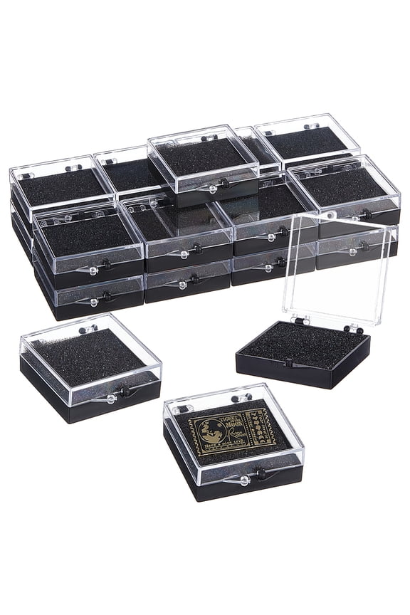 20Pcs Clear Plastic Gift Box For Pin 1.9x1.7x0.7 inch Black Presentation Boxes for Badge Clear Lapel Pin Presentation Display Case for Lapel Pin