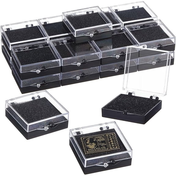 20Pcs Clear Plastic Gift Box For Pin 1.9x1.7x0.7 inch Black Presentation Boxes for Badge Clear Lapel Pin Presentation Display Case for Lapel Pin Gemstone Storage Display diy