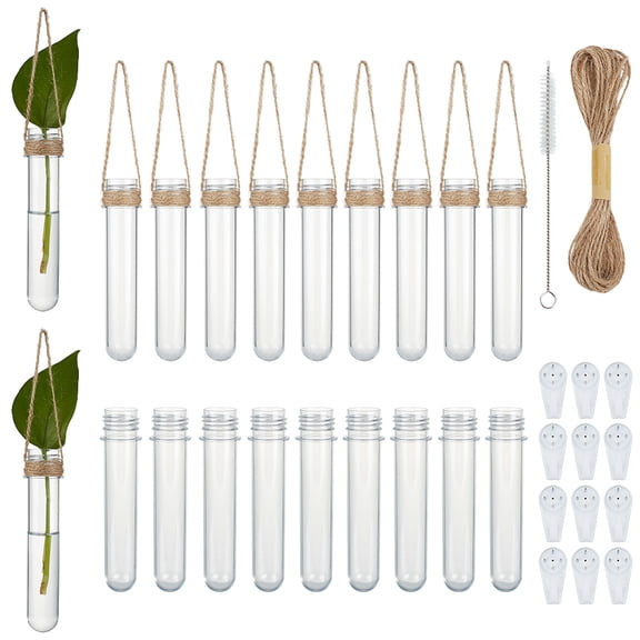 20Pcs Clear Plastic Hanging Propagation Tubes Propagation Station Vase Wall Hanging Plant Vase Flower Vases Glass Planter Stations