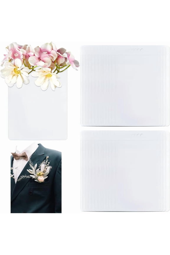 20Pcs Clear Pocket Boutonniere Sleeve Open Plastic Square Holders PVC Pockets Boutonnieres PVC Holder for Prom Groom Groomsmen