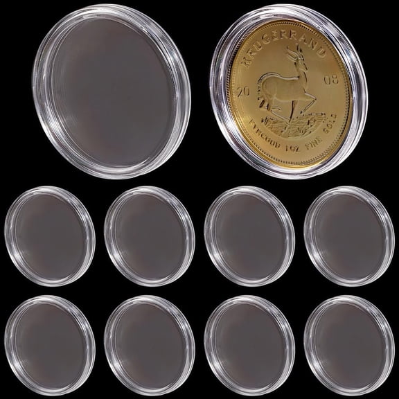 20Pcs Clear Round Coin Holder Acrylic Coin Box Silver Eagle Dollar Holders Collect Organizer Protector Covers Container Display Case for Collectors Specie Collection Supplies 1.75 Inch DIY