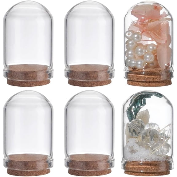 20Pcs Cloche Bell Jar 8mL Glass Display Dome with Cork Base 1.28Inch Small Clear Bottles Mini Bottles Dome Decorative Jars Display Case