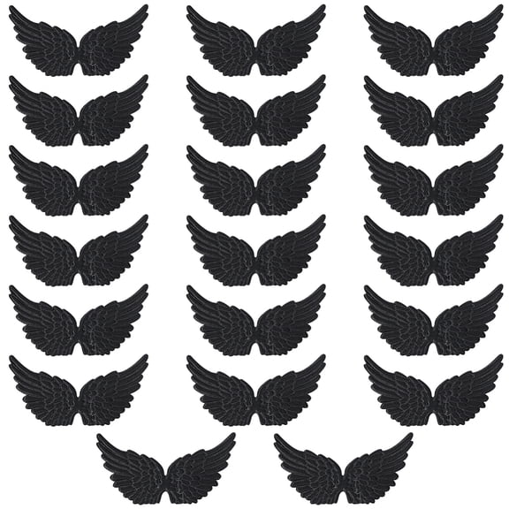 20Pcs Cloth Angel Wings DIY Garment Supplies Black 73x133x0.5mm
