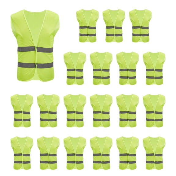 20Pcs Cloth Reflective Safety Vest Green Yellow 680x550x1mm