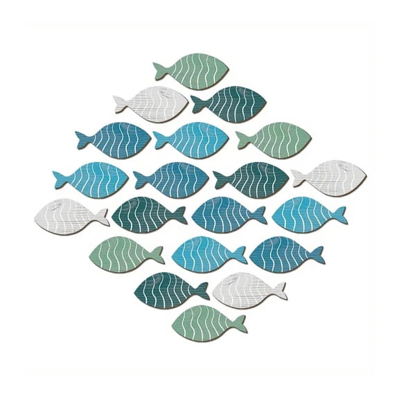 20Pcs Coastal Beach Fish Hangings Pendants Mediterraneans Wooden Fish Sculpture Decorations Ornament for Bathroom