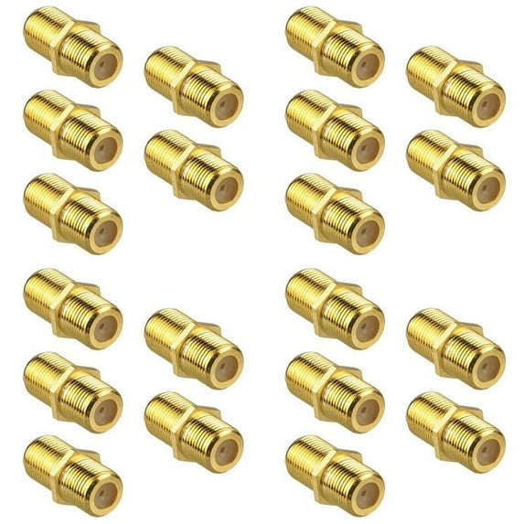 20Pcs Coaxial Cable Connector, RG6 F-Type Gold Plated Adapter Female to Female Coax Cable Extender for TV Cables