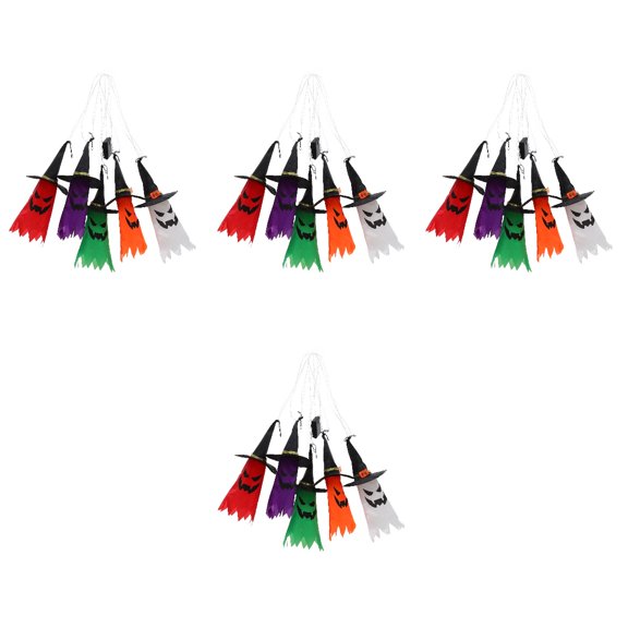 20Pcs Color Wizard Hat Decorations Hanging Light Up Ghost Hat Lights for Outdoor Garden Party Yard