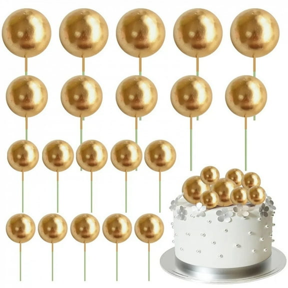 20Pcs Colorful Balls Cake Topper Mini Balloons Cupcake Insert Sticks for Wedding Birthday Party Cake DIY Decoration Baby Shower