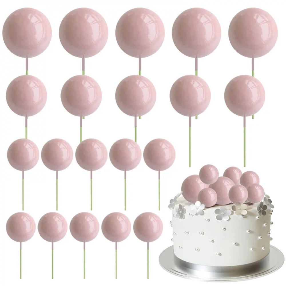 20Pcs Colorful Balls Cake Topper Mini Balloons Cupcake Insert Sticks ...