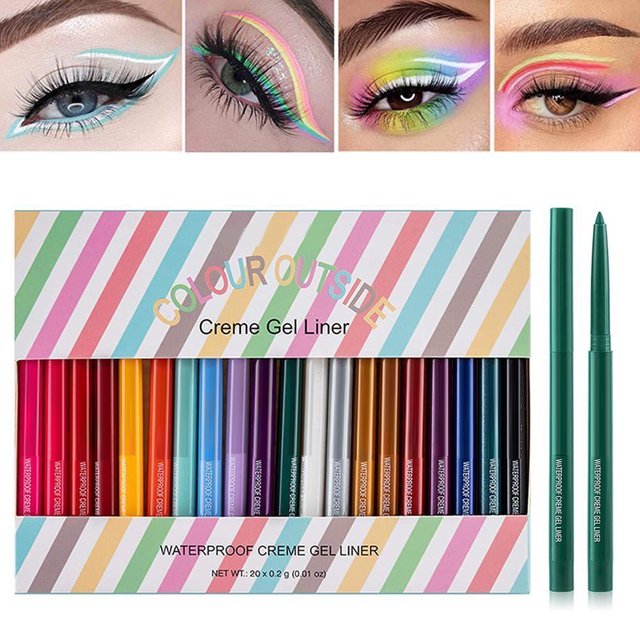20Pcs Colorful Gel Eyeliner Pencil Set Colored Eye Liners Lasting