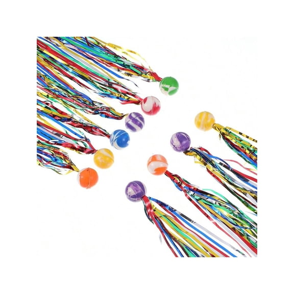 20Pcs Comet Star Balls - Colorful Tassel Bouncy Rubber Balls for Pet Toy or Party Favors