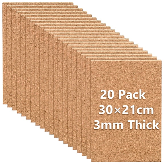 20Pcs Cork Insulation Sheets Rectangle BurlyWood 297x210x3mm