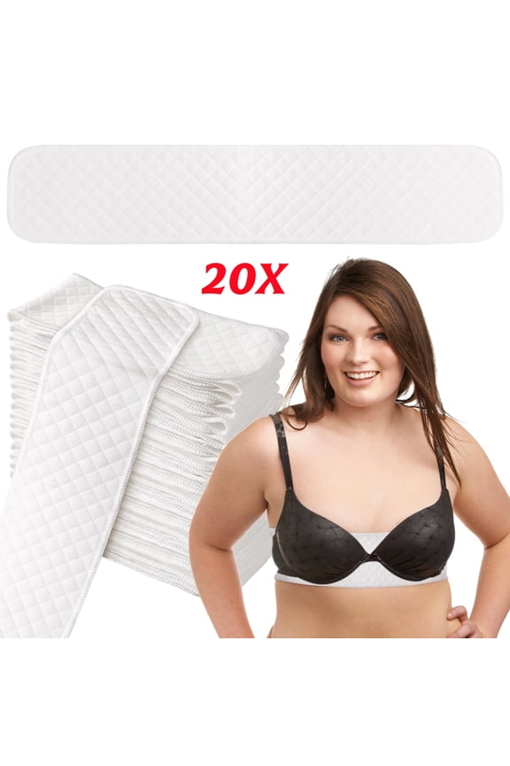 20Pcs Cotton Bra Liners for Sweating, 3 Layer Washable Breast Pads Bra Pads Inserts to Absorb Sweat Under Breasts, 18x3 Inch