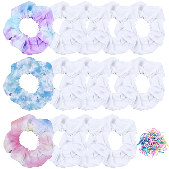 20Pcs Cotton Hair Accessories Scrunchie/Scrunchy Hair Ties with 1Pc Disposable Elastic Hair Rubber Bands White 100mm Inner Diameter: 40mm for DIY