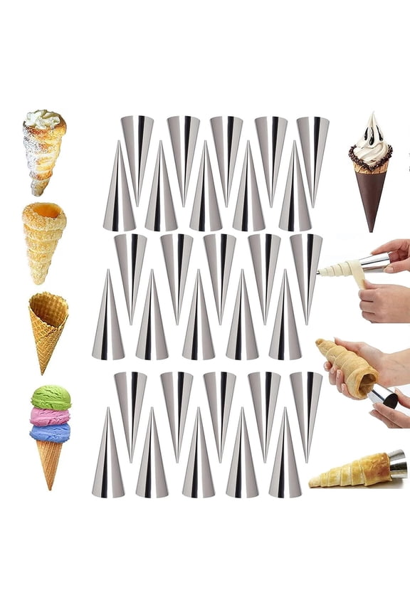 20Pcs Cream Horn Forms Molds, 5-inch Stainless Steel Cone Baking Mold, Waffle Cone Cannoli Forms Brioche Molds Baking Large Croissant, Cannoli Shell, Puff Pastry, Dessert, Gifts for Women