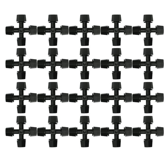 20Pcs Cross Spray Nozzle - Black Seedling Humidification Sprinklers for Greenhouse Irrigation, Dust Suppression, Garden Watering - 40L/H Flow, 2-3m Spraying Diameter, Easy to Install