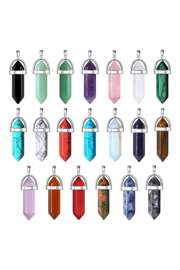 20Pcs Crystal Pendant Charms Jewelry Making Natural Gemstone Bulk Obsidian Quartz Carnelian