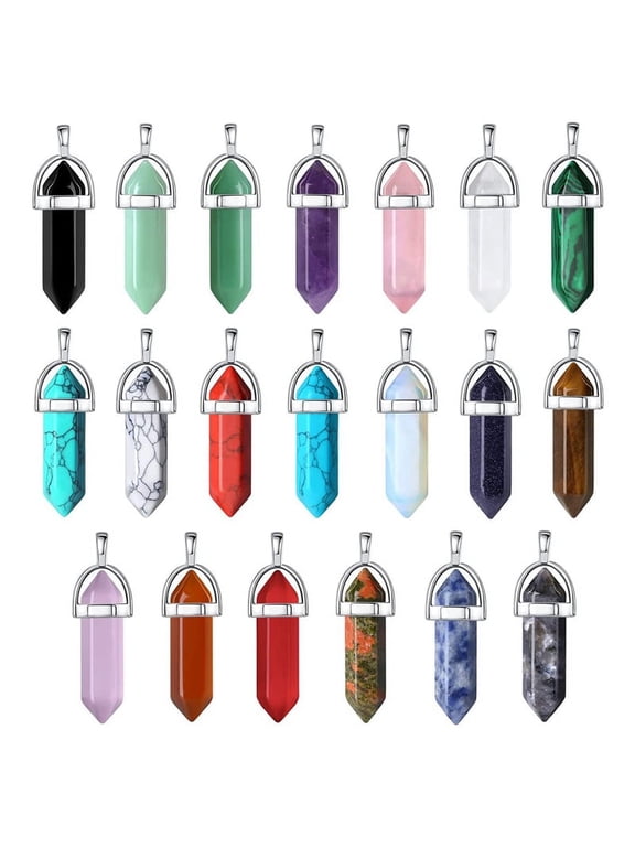 20Pcs Crystal Pendant Charms Jewelry Making Natural Gemstone Obsidian Quartz Carnelian