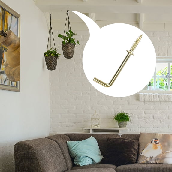 20Pcs Cup Hooks Screw-in Wall 1-1/4 Inch Brass Plating Thread Square Hooks Great for Indoor Outdoor Hanger Gold Tone