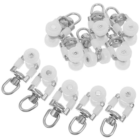 20Pcs Curtain Track Carrier Rollers Silent Dual Wheel for Easy Installation on Ceiling and Wall Curtain Rails