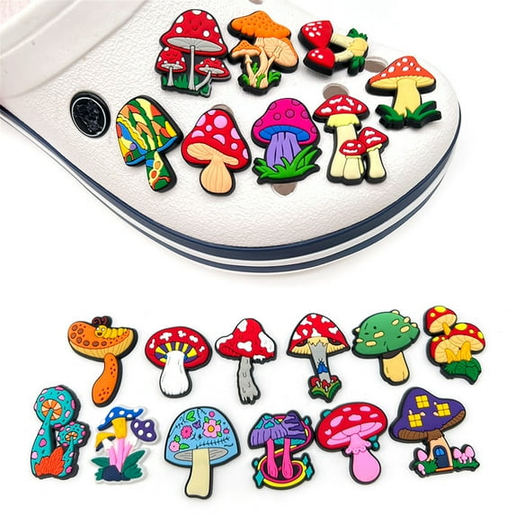 20Pcs Cute Mushroom Shoe Decoration Charms for Croc, PVC Colorful Mushroom Shoe Accessories for Kid Girls, Boys