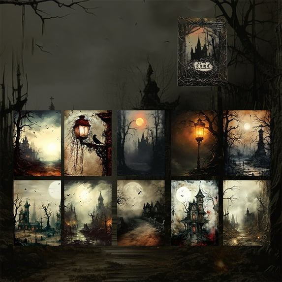 20Pcs Dark Fantasy Scrapbook Paper, Vintage Gothic Journal Ephemera Pack, Junk Journal Supplies for Scrapbooking Kit