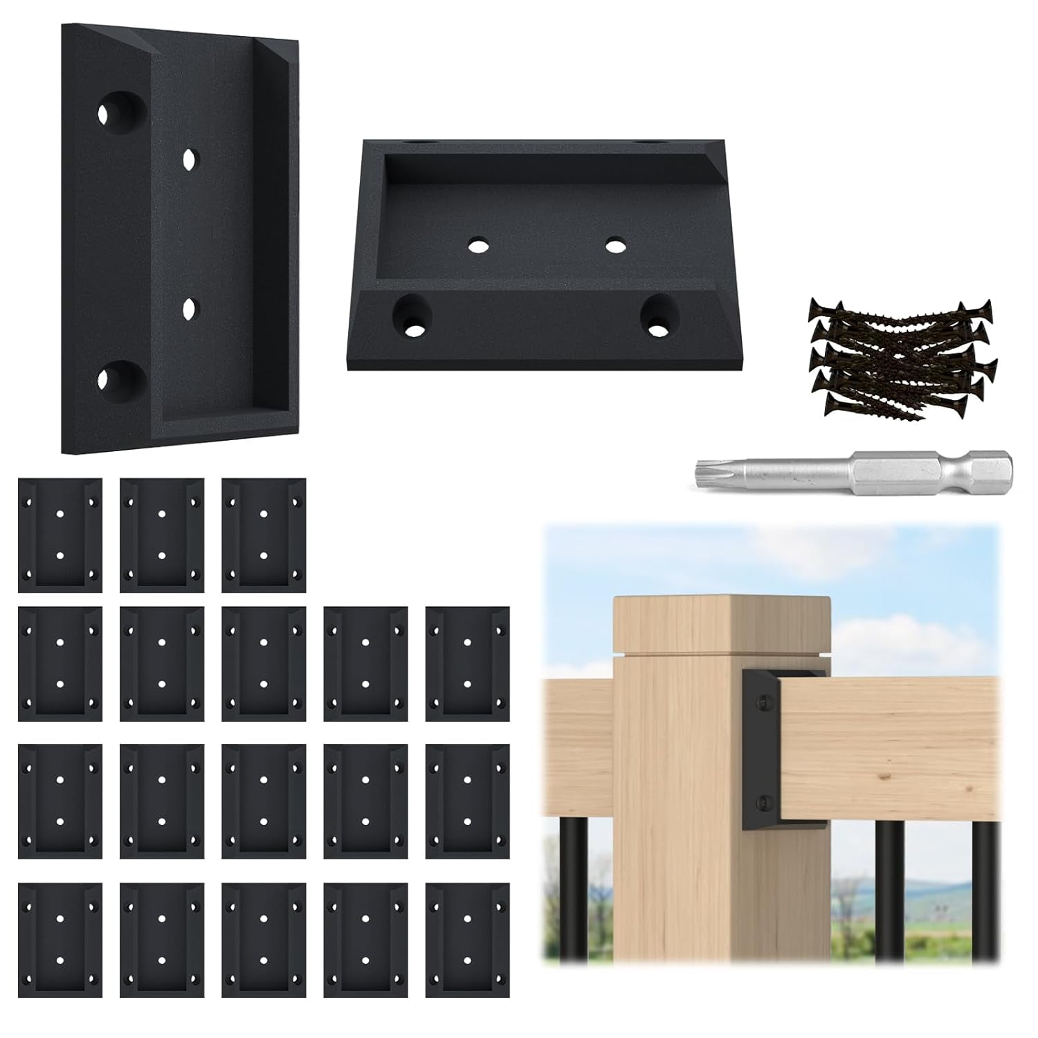 20Pcs Deck Railing Brackets Connectors Rail Support Kit for 2x4 (1.5