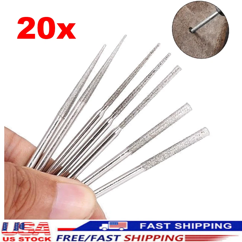 20Pcs Diamond Burr Set Drill Bits Mini Drill For Dremel Rotary Tool Accessories