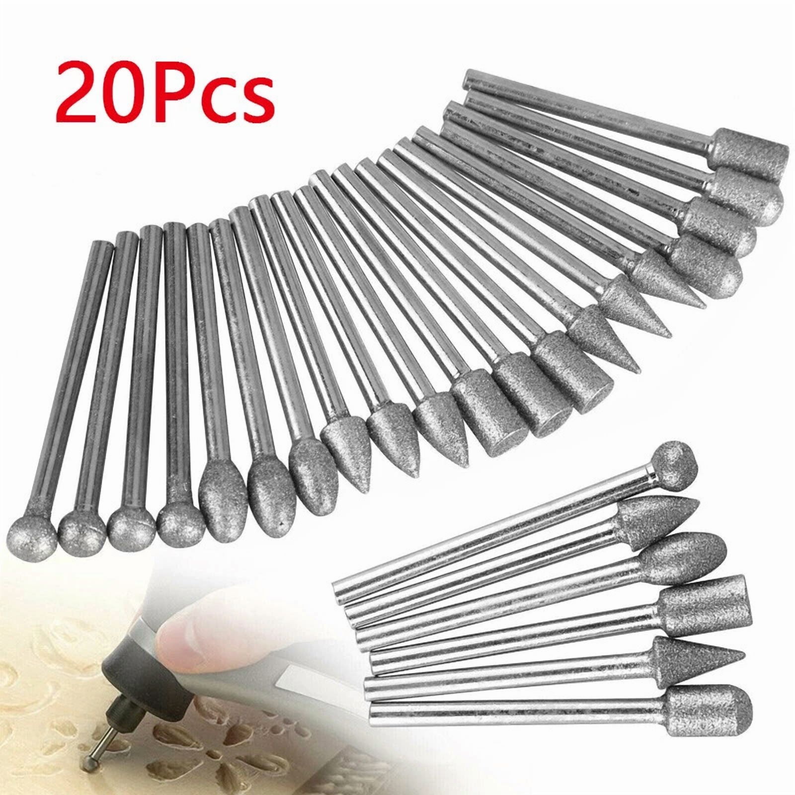 20Pcs Diamond Burr Set Drill Bits Mini Drill For Dremel Rotary Tool Accessories
