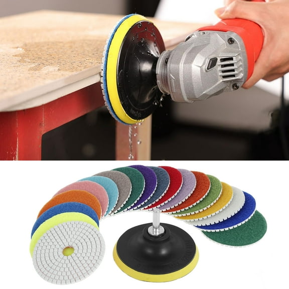 20Pcs Diamond Polishing Pad 4 Inch Easy Install Round Diamond Sanding Pad Reusable Dry Wet Marble Polishing Pad with 5/8 Inch-11 Backer Pad and Drill Bit Adapter 30-10000 Grit for Polishing