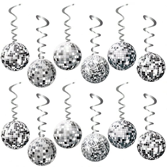 20Pcs Disco Ball Decorations Disco Party Decor 70s Disco Ball Hanging Swirls Disco Party Hanging Streamer Silver Ceiling Decor For Retro Disco Fever Party Birthday Par