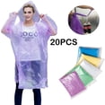 thumbnail image 1 of 20Pcs Disposable Adult Emergency Waterproof Rain Coat, Poncho with Hood, for Hiking Camping, 1 of 6