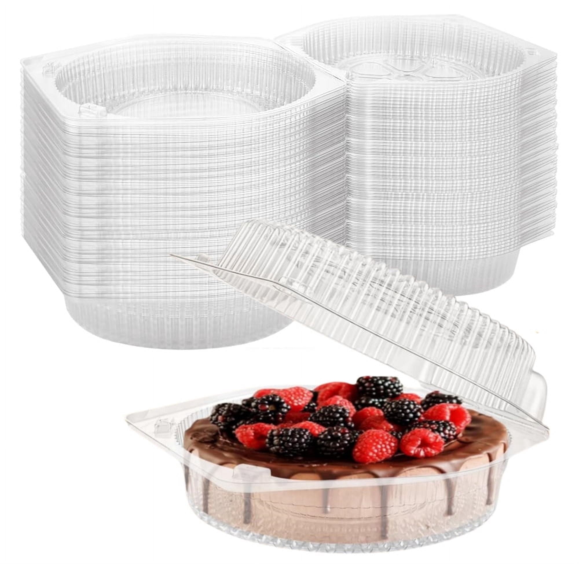 20Pcs Disposable Plastic Pie Containers,Dessert Takeout Boxes with Hinged Locking Lids,8oz Round Cake Carrier,Individual Pot Pie Pans,Clamshell Salad Tray,for Pizza Flan Food Storage
